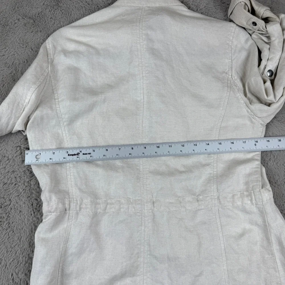 Max Jeans Utility Jacket‎ Lightweight Drawstring Waist Beige Linen Blend M